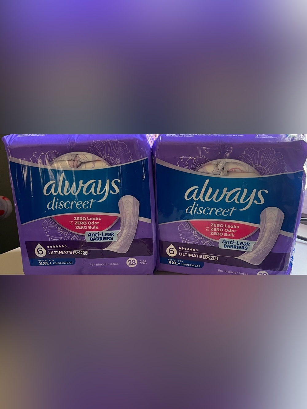 Always Discreet 6 Drop Ultimate Long Pads Best Fit For XXL + Underwear X’s 2 Pak